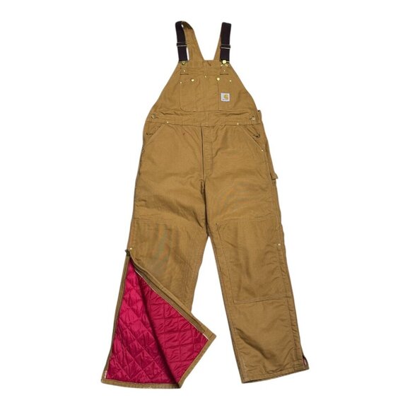 CARHARTT Vintage Y2K Insulated Quilted Canvas Work Double Front Overalls Mens 40 - Picture 1 of 9